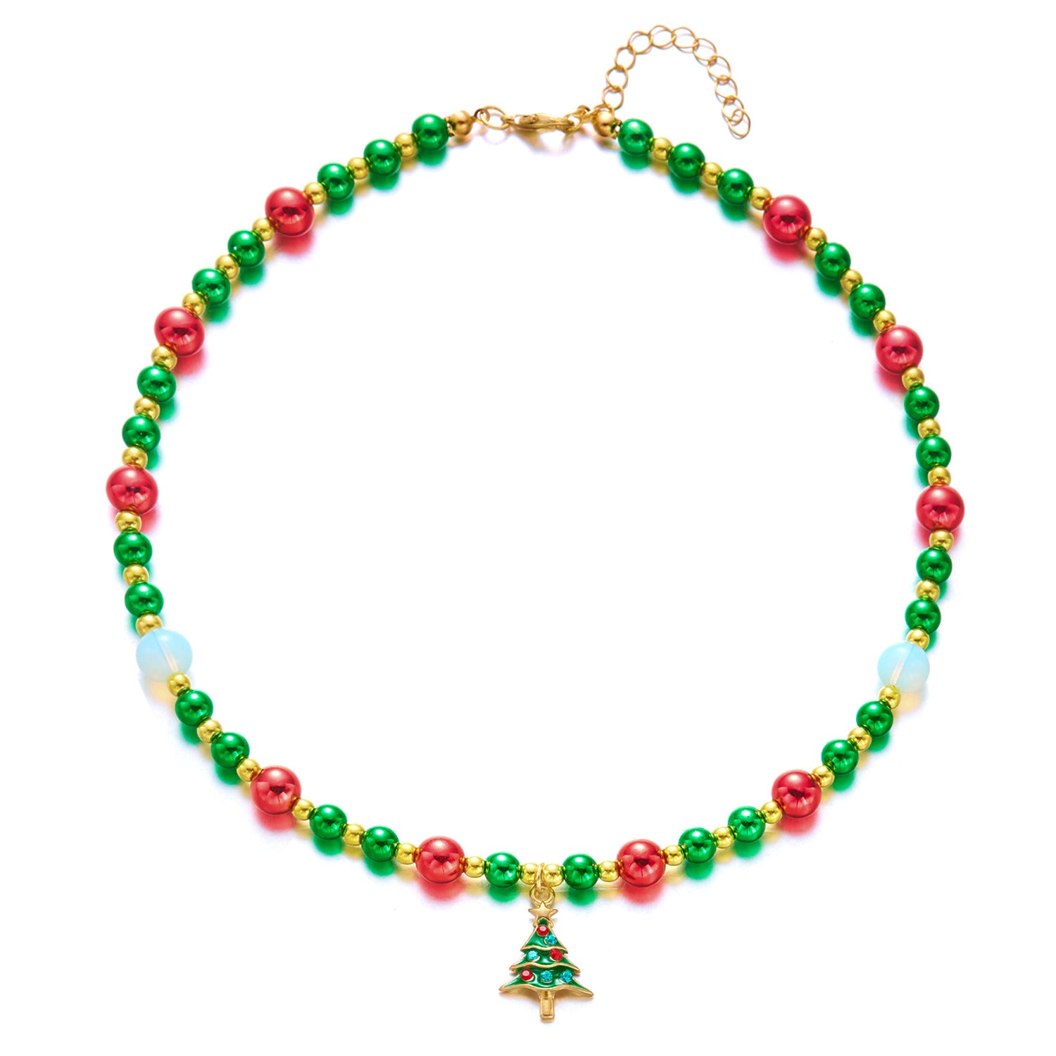 Wholesale Christmas Ornaments Beaded Snowflake Christmas Tree Pendant Necklace